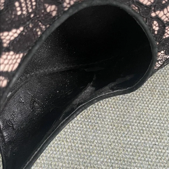 Guess Black Lace Overlay Pink platform Heels vintage - Picture 12 of 12
